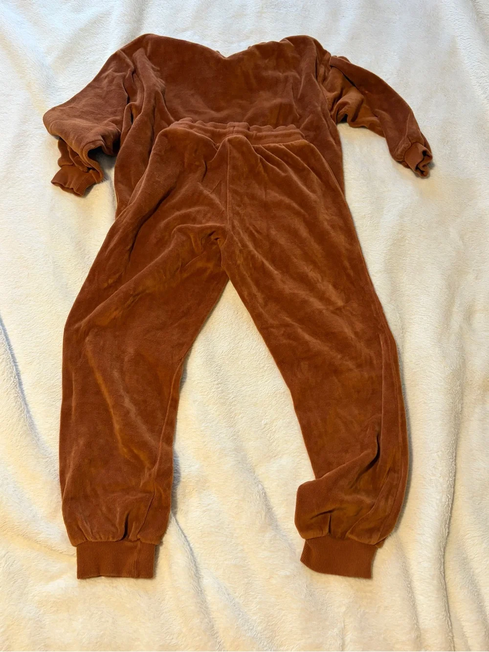 H&M Kids Rust Brown Velour Matching Sweatshirt & Joggers Set